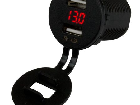 Sea-Dog Dual USB Socket Voltmeter w Hidden Display - 426517-1 Supply